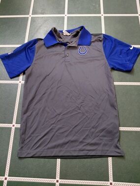 NFL Men's Gray and Royal Blue Colts Polo